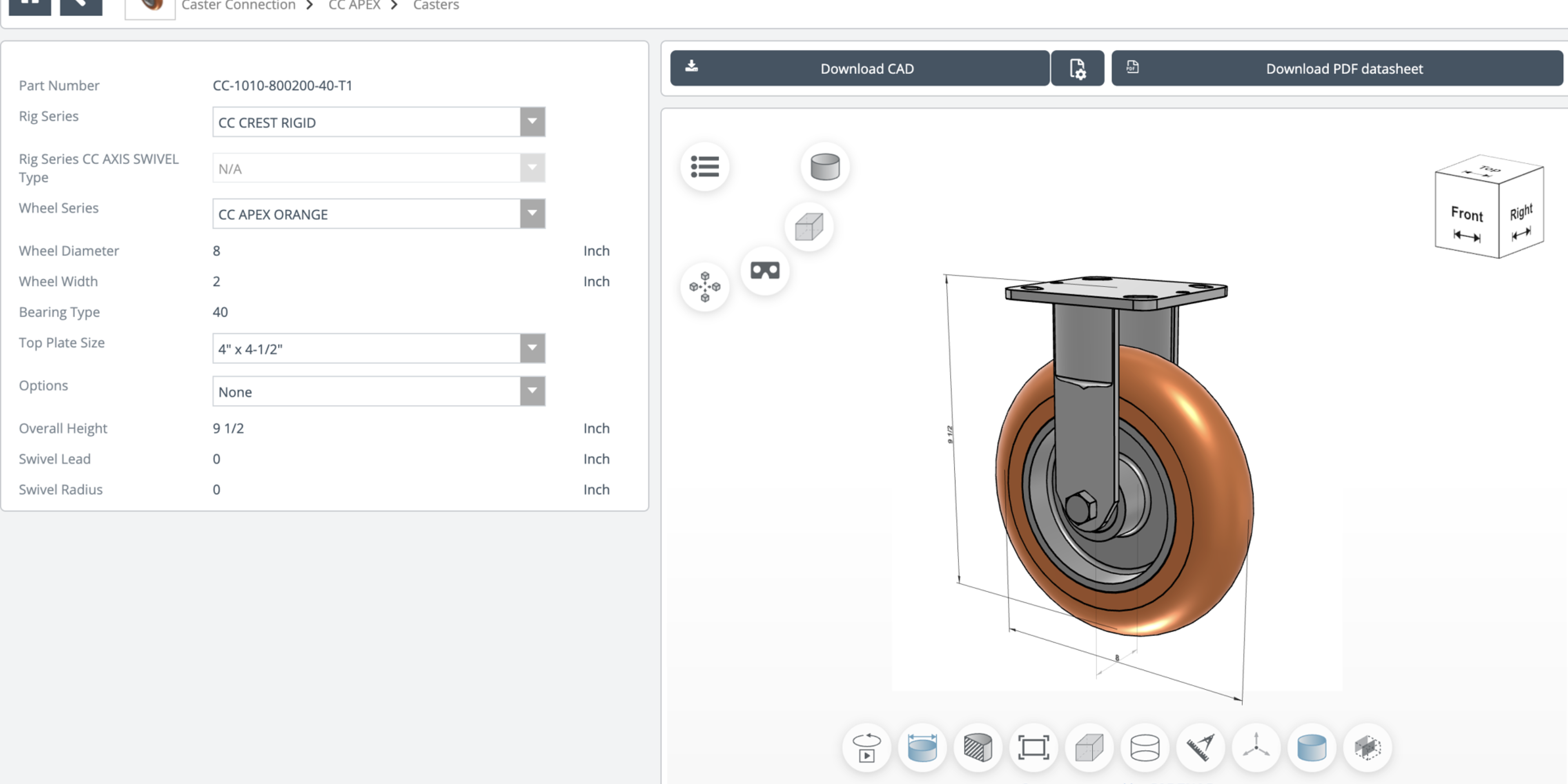 Caster Connection Implements 3D Caster Configurator on Website Caster