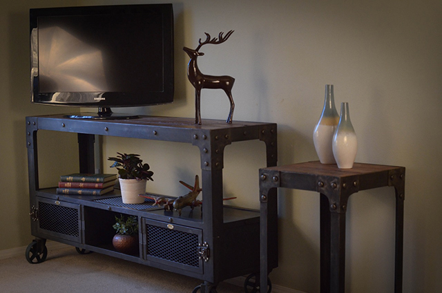 Custom Industrial Media Cabinet with Matching Table