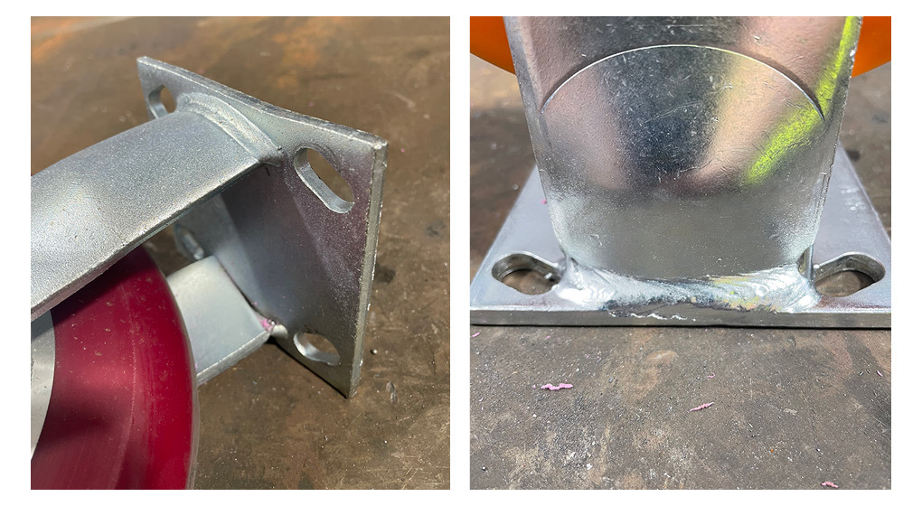 Bent competitor caster rig vs Caster Connection rig in good condition.