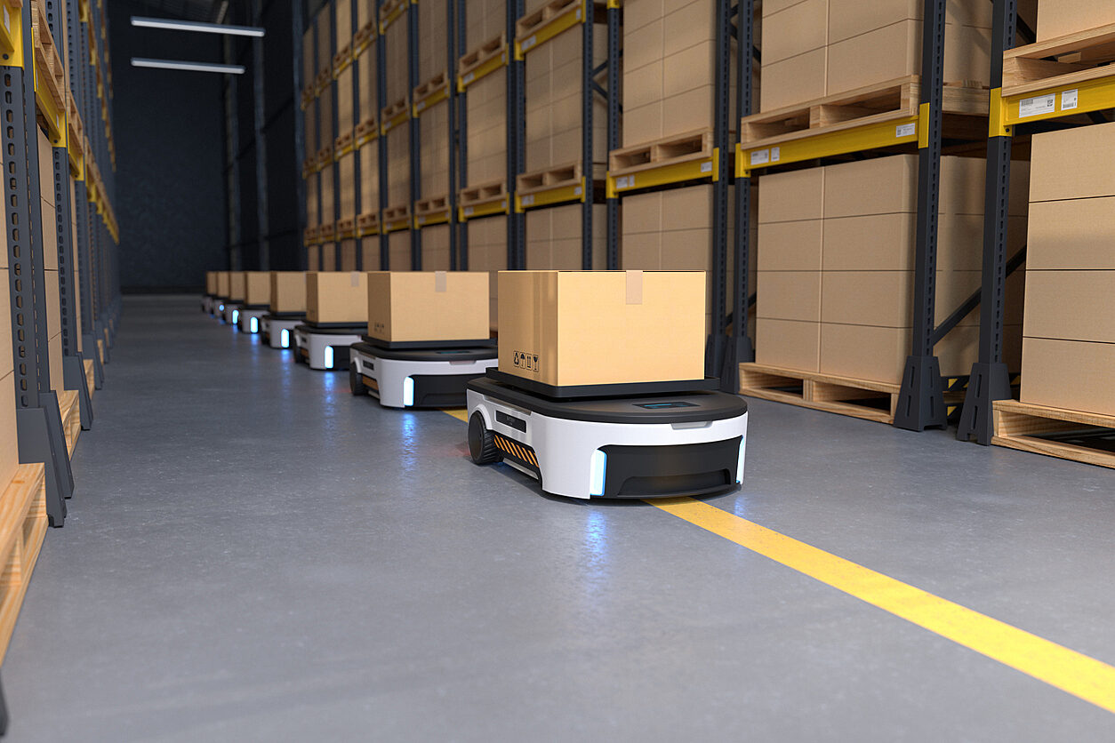 Line of automatic guided carts