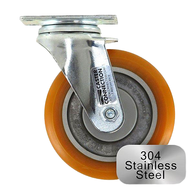 Stainless Steel on Polyurethane Caster