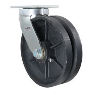 10" Cast Iron V-Groove Kingpinless Swivel Caster