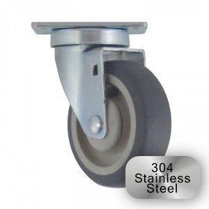 4" Stainless Steel Thermoplastic Rubber Swivel Caster