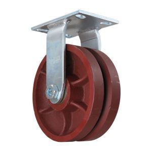 8" Ductile Steel V-Groove Rigid Caster