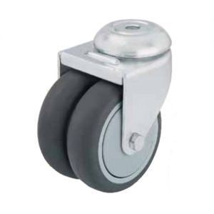 75 mm Dual Wheel Thermoplastic Rubber Swivel Caster